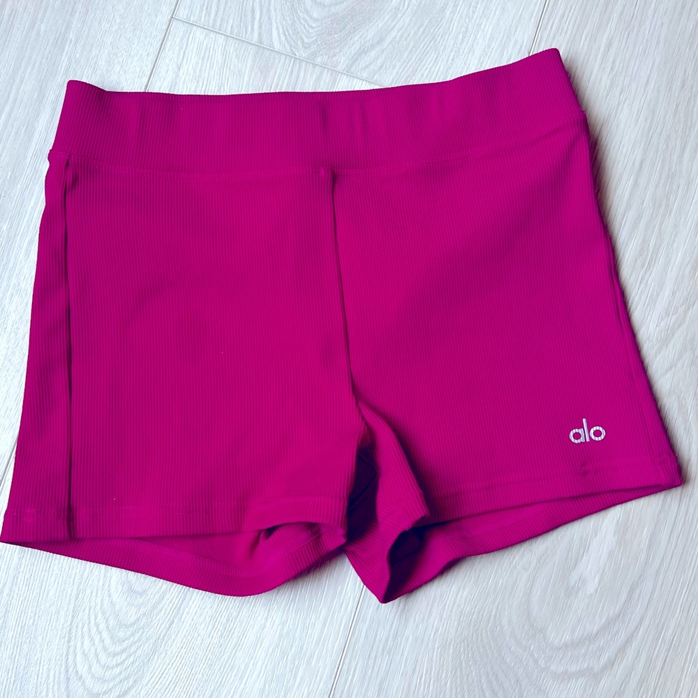ALO Yoga Pink Athletic Shorts with Compression Fit